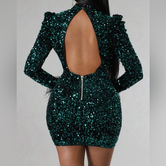 Front Sequin Mini Bodycon Dress - Picture 2 of 9